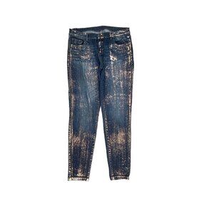 New York & Company Skinny Women's size 10 Metallic Gold Blue Denim jeans